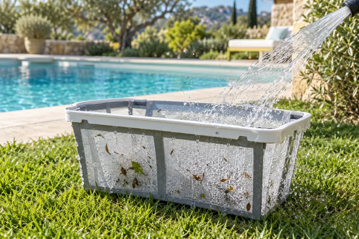 Filtre de robot de piscine rincé au jet d'eau